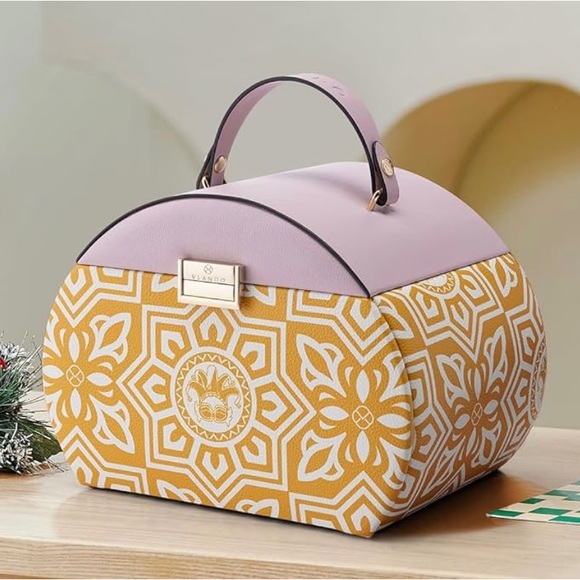 Vlando | Pink Yellow Faux Leather Jewelry Case - Picture 2 of 16